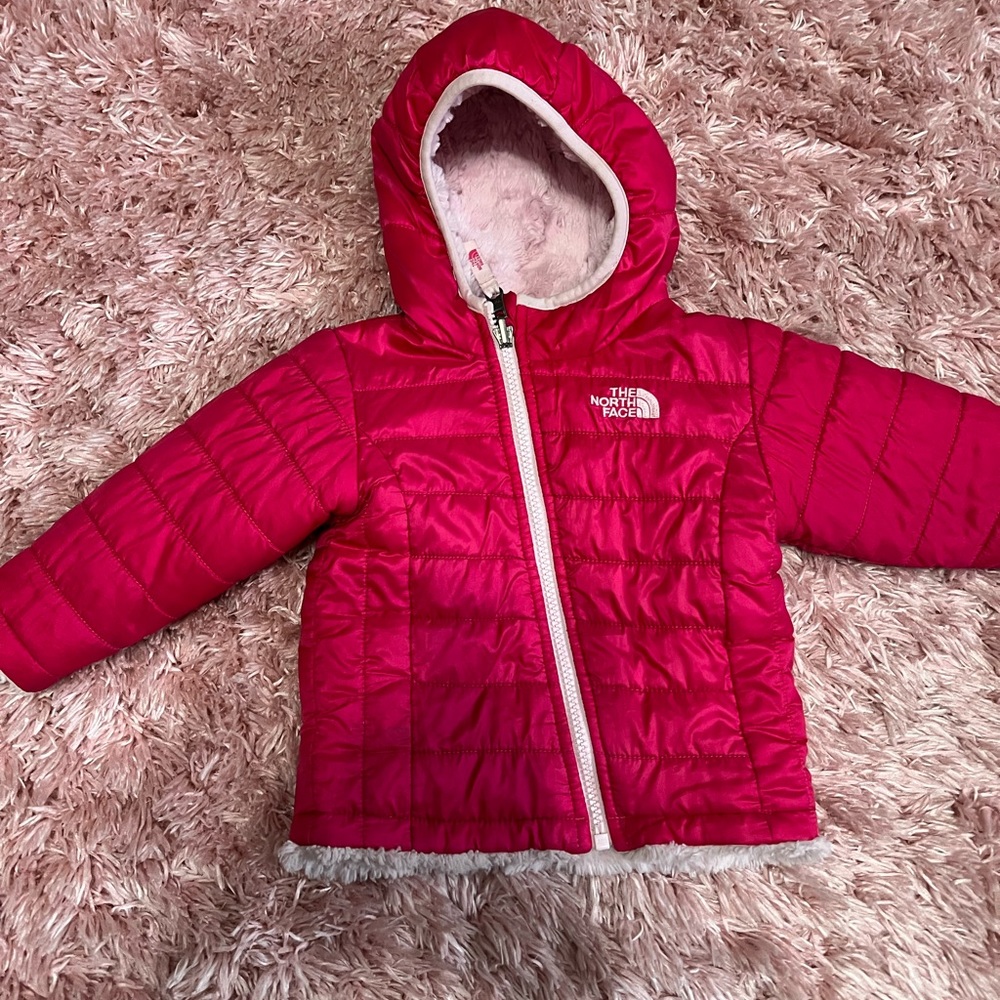 Pink The north Face puff jacket size 24 months